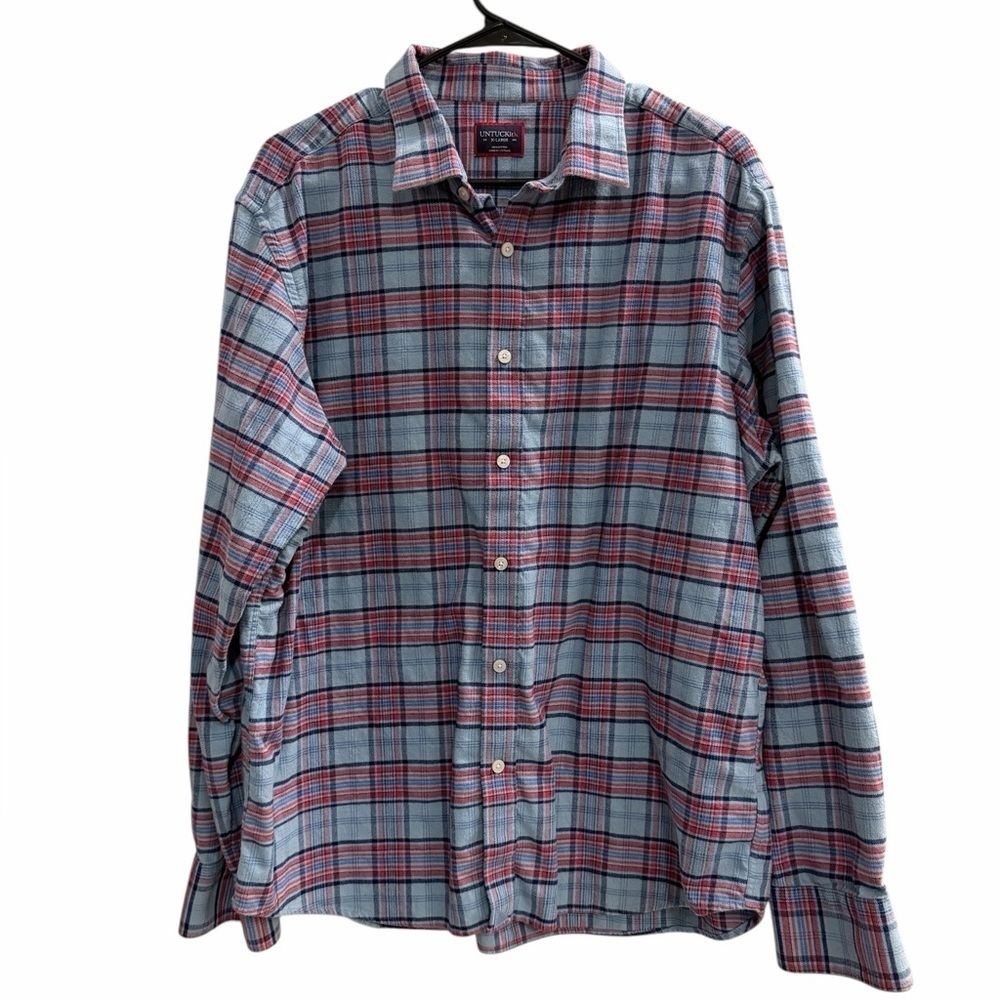 UNTUCKit Alfasi Flannel Plaid Shirt Blue and Red Size XL